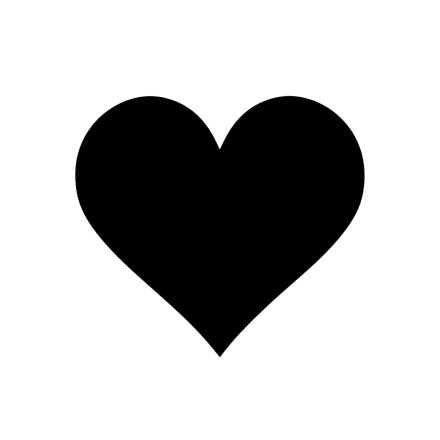A single solid black heart has rounded lobes and a pointed base.